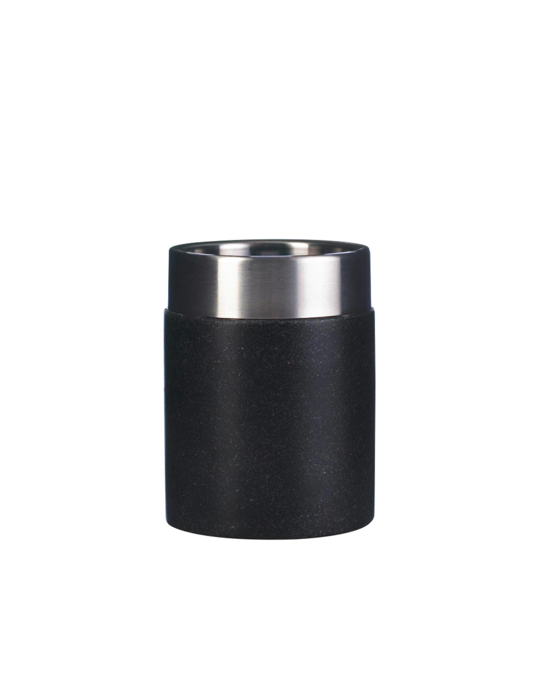 ZAHNPUTZBECHER Metall, Kunststoff  - Schwarz, Basics, Kunststoff/Metall (7,5/10,4/7,5cm) - Sadena