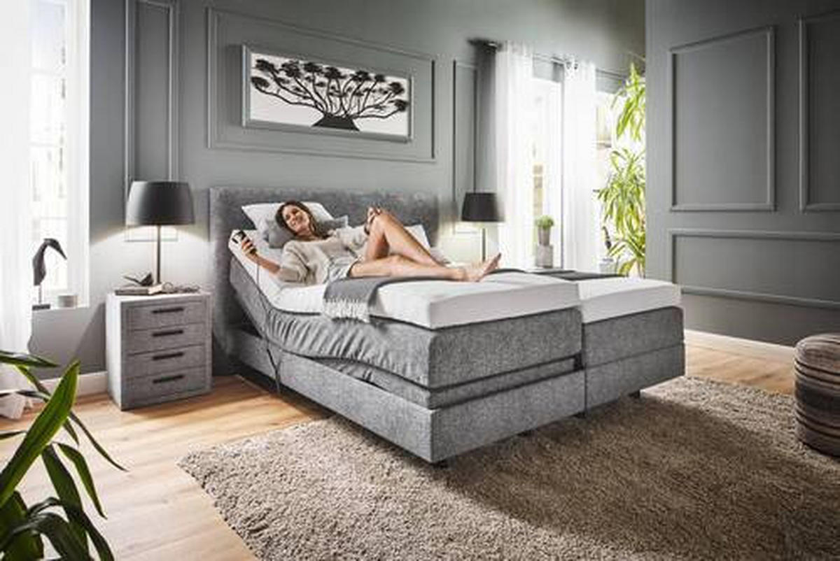 BOXSPRINGBETT 160/200 cm  in Grau  - Grau, KONVENTIONELL, Holz/Textil (160/200cm) - Dieter Knoll