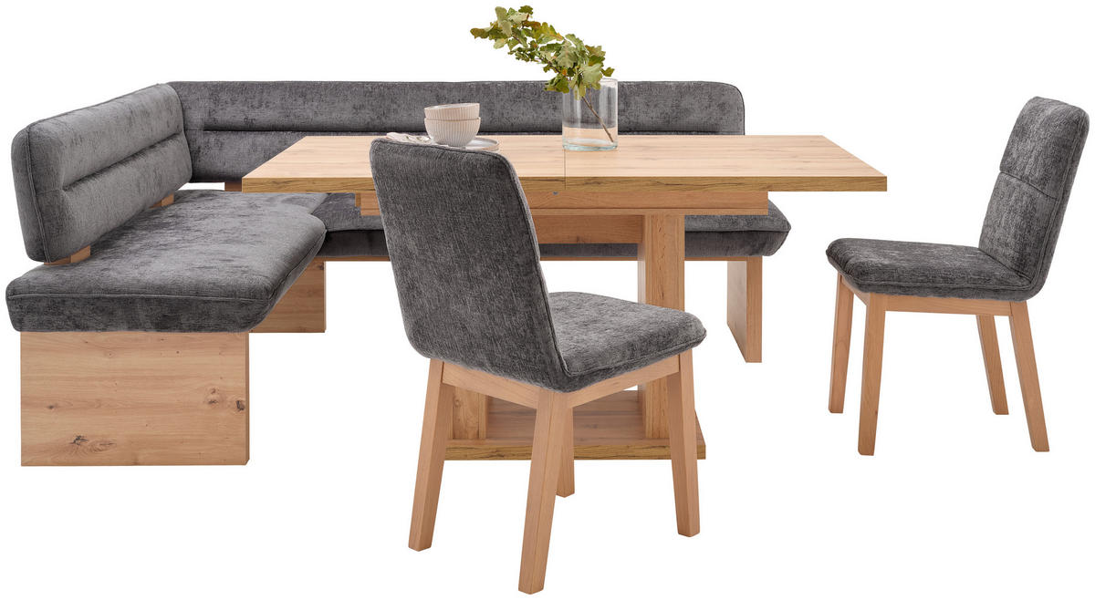 ECKBANK 170/212 cm Webstoff Anthrazit Eiche Sperrholz   - Eichefarben/Anthrazit, KONVENTIONELL, Holz/Textil (170/212cm) - James Wood