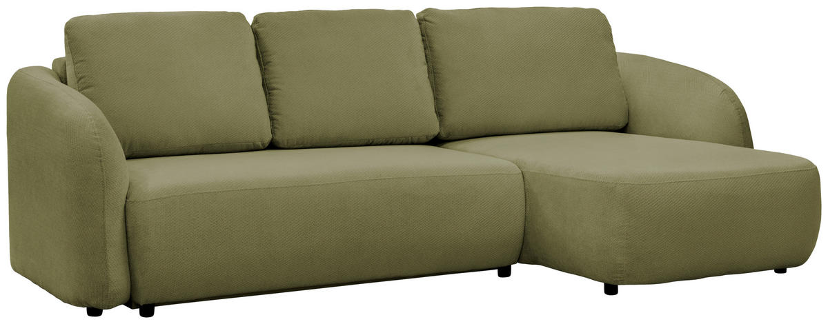 ECKSOFA PORTO Olivgrün  - Schwarz/Olivgrün, Design, Textil (270/154cm) - MID.YOU