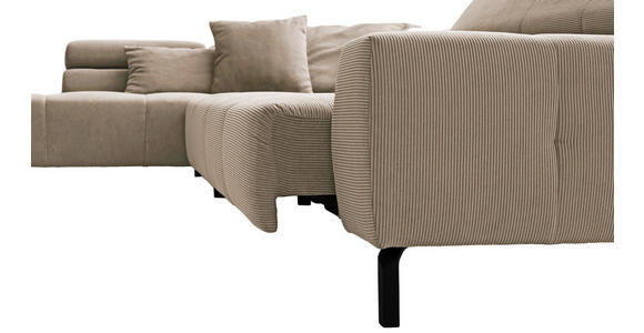 ECKSOFA in Cord Taupe  - Taupe/Schwarz, KONVENTIONELL, Textil/Metall (219/311cm) - Hom`in