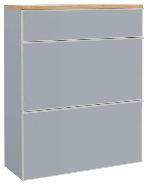 HÄNGESCHUHSCHRANK Balkeneiche furniert Grau, Eichefarben - Eichefarben/Silberfarben, Design, Glas/Holz (84/102/31cm)