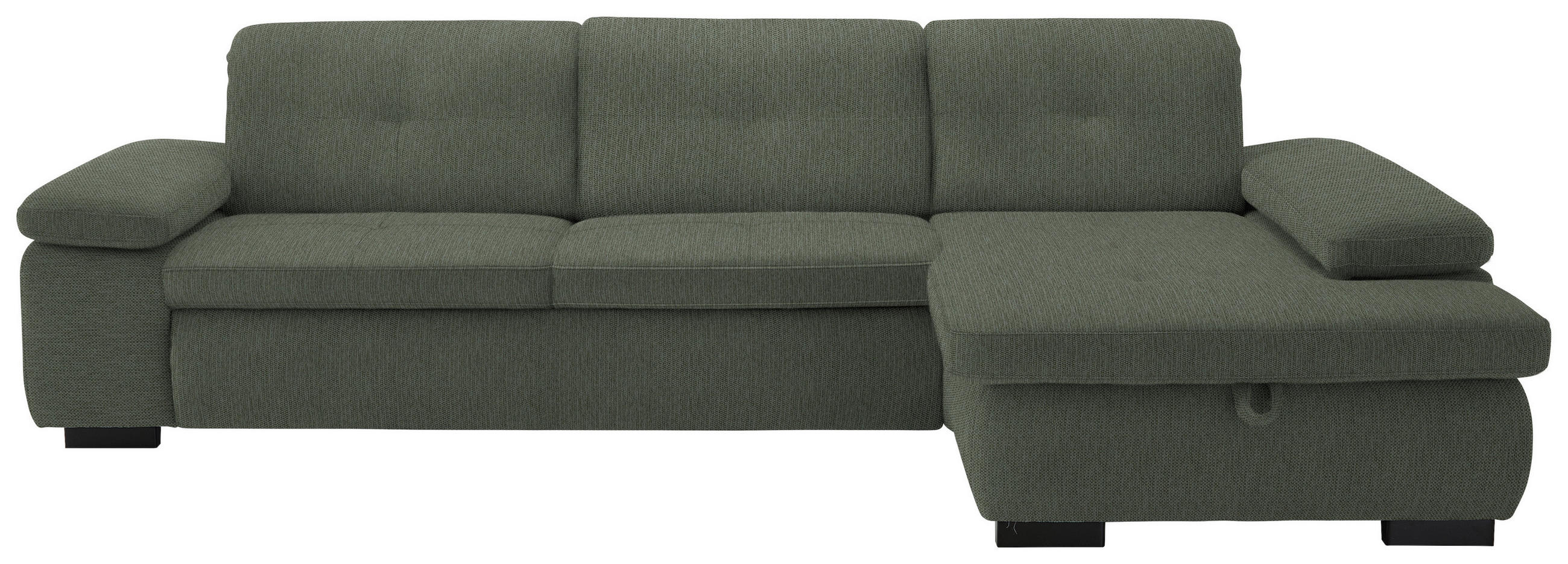 ECKSOFA in Flachgewebe Dunkelgrün  - Dunkelgrün/Schwarz, Design, Textil/Metall (297/174cm) - Beldomo Style