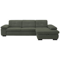 ECKSOFA in Flachgewebe Dunkelgrün  - Dunkelgrün/Schwarz, Design, Textil/Metall (297/174cm) - Beldomo Style