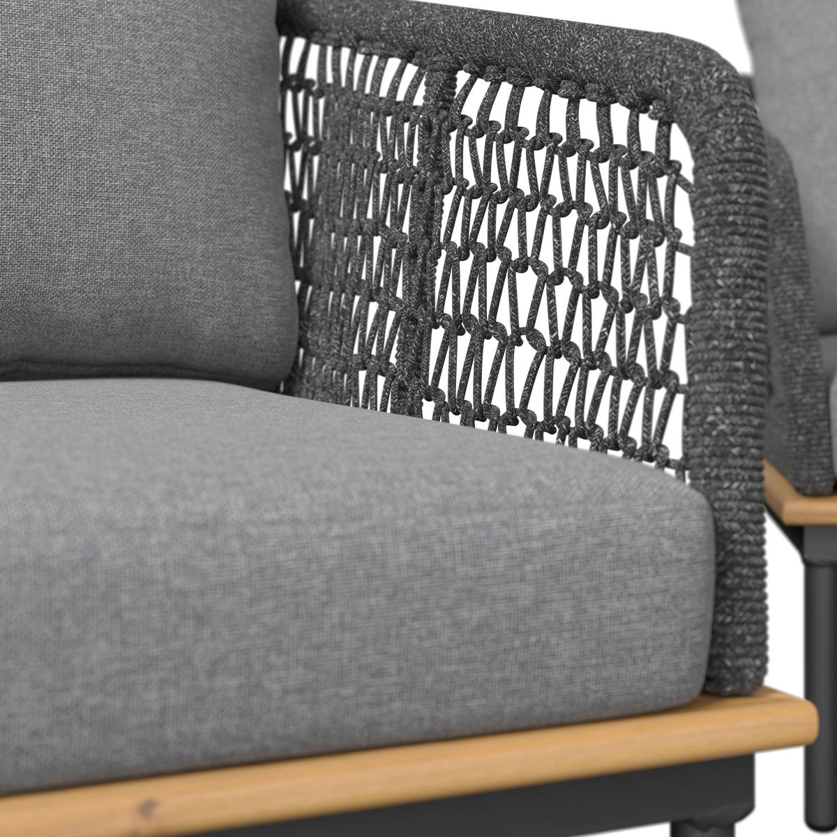 KERTI BÚTORSZETT  - akáciaszínű/antracit, Modern, textil/fa - Ambia Garden