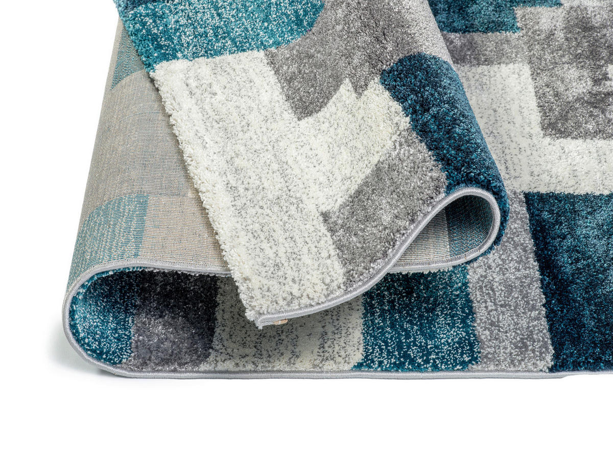 WEBTEPPICH 240/290 cm Astor Grid Grau, Petrol  - Petrol/Grau, Design, Textil (240/290cm) - Novel