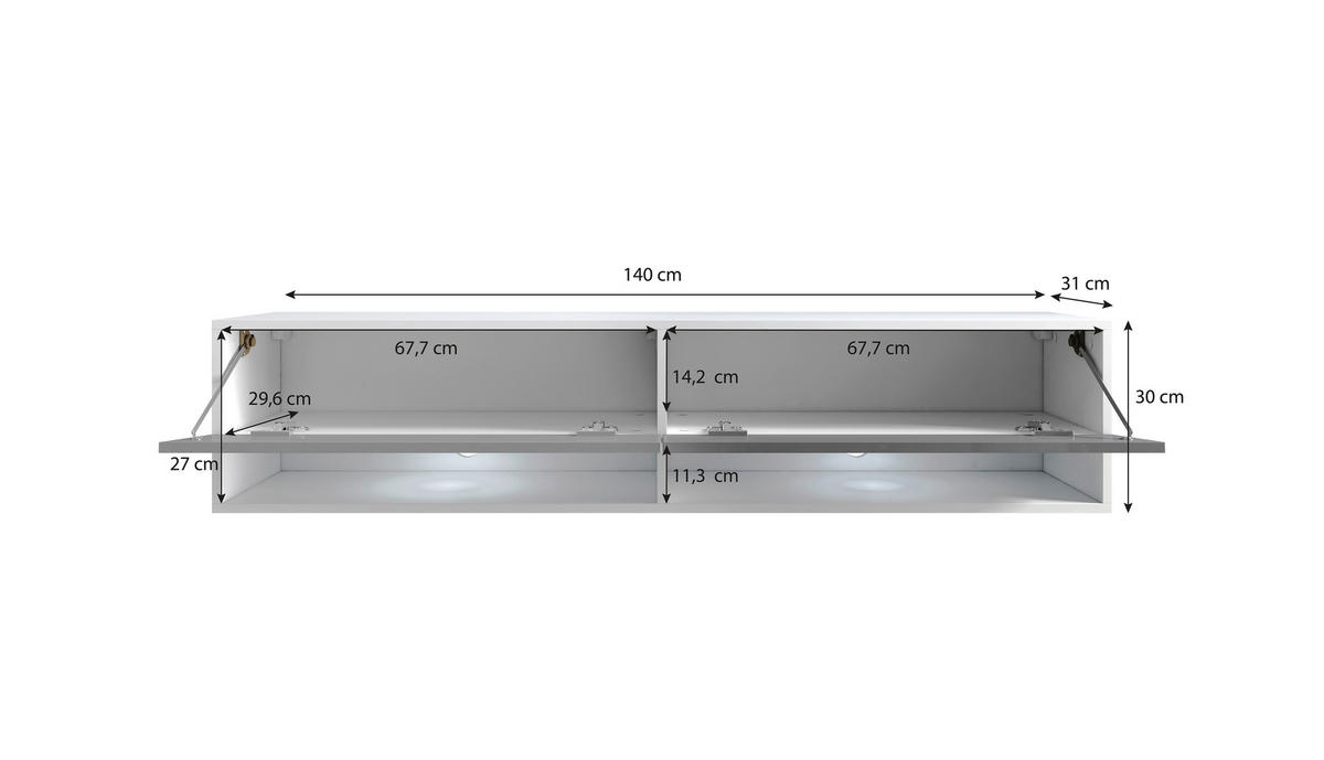 NÍZKA KOMODA, čierna, 140/30/31 cm - čierna/sivá, Basics, kompozitné drevo/plast (140/30/31cm) - P & B