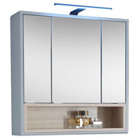 SPIEGELSCHRANK 65/65/16 cm  - Silberfarben/Grau, Natur, Glas/Holzwerkstoff (65/65/16cm) - home24