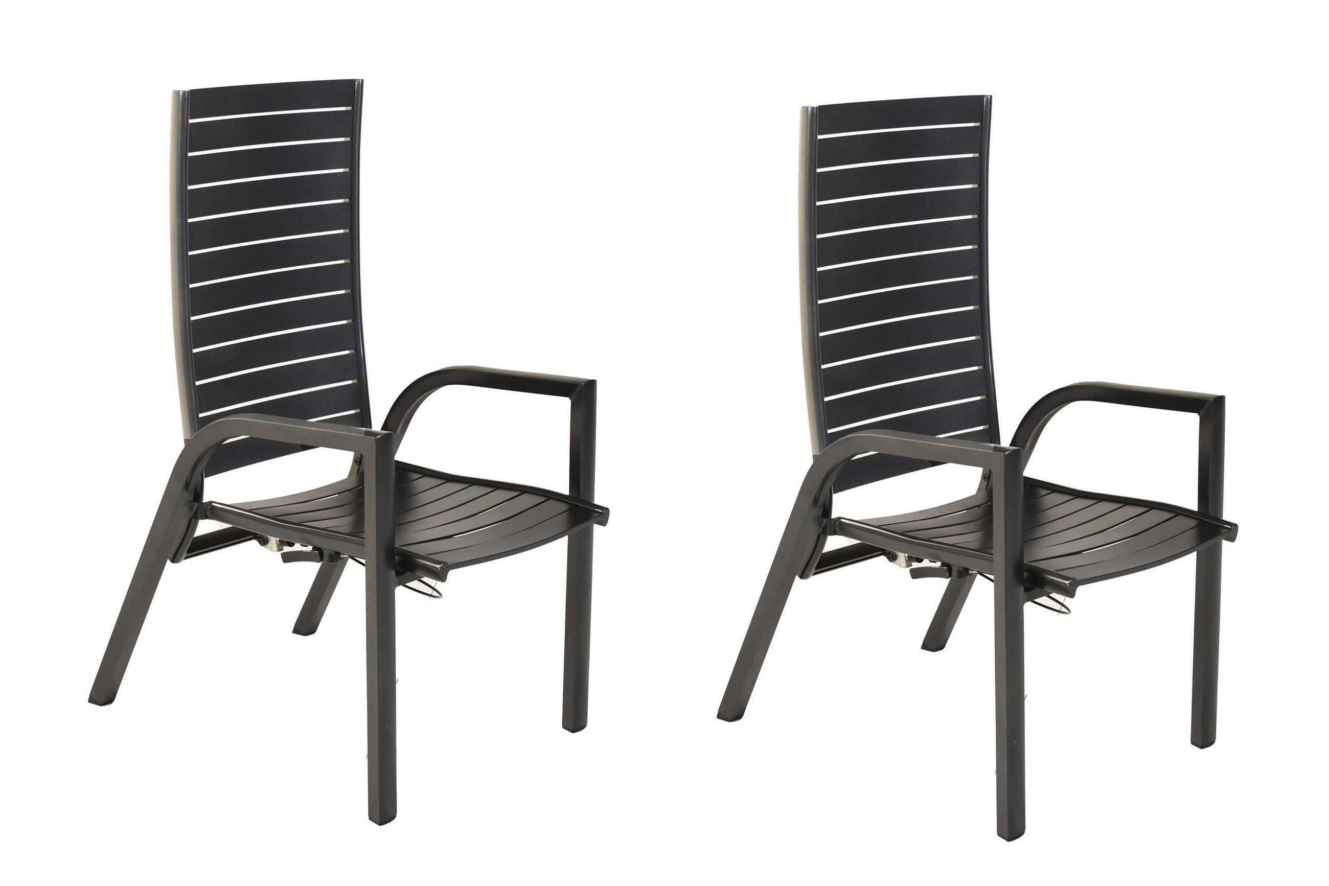 GARTENSESSEL-SET Aluminium Graphitfarben  - Graphitfarben, KONVENTIONELL, Metall (57,5/111/77cm) - Gardenson