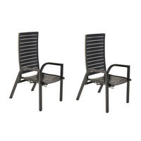 GARTENSESSEL-SET Aluminium Graphitfarben  - Graphitfarben, KONVENTIONELL, Metall (57,5/111/77cm) - Gardenson