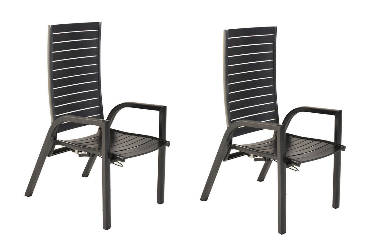 GARTENSESSEL-SET Aluminium Graphitfarben  - Graphitfarben, KONVENTIONELL, Metall (57,5/111/77cm) - Gardenson