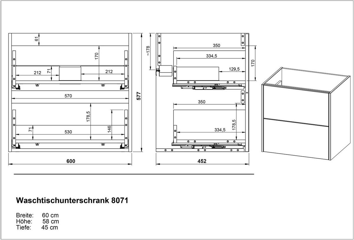 WASCHTISCHKOMBI  - Weiß, Design, Keramik/Holzwerkstoff (61/65/46cm) - Germania