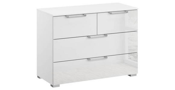 KOMMODE 80/61/42 cm in Klar, Weiß - Klar/Silberfarben, Design, Glas/Holzwerkstoff (80/61/42cm) - Novel
