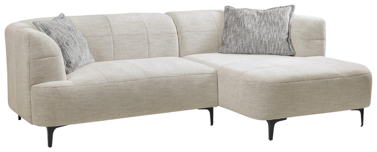 ECKSOFA in Struktur Creme  - Creme/Schwarz, Design, Textil/Metall (247/158cm) - MID.YOU