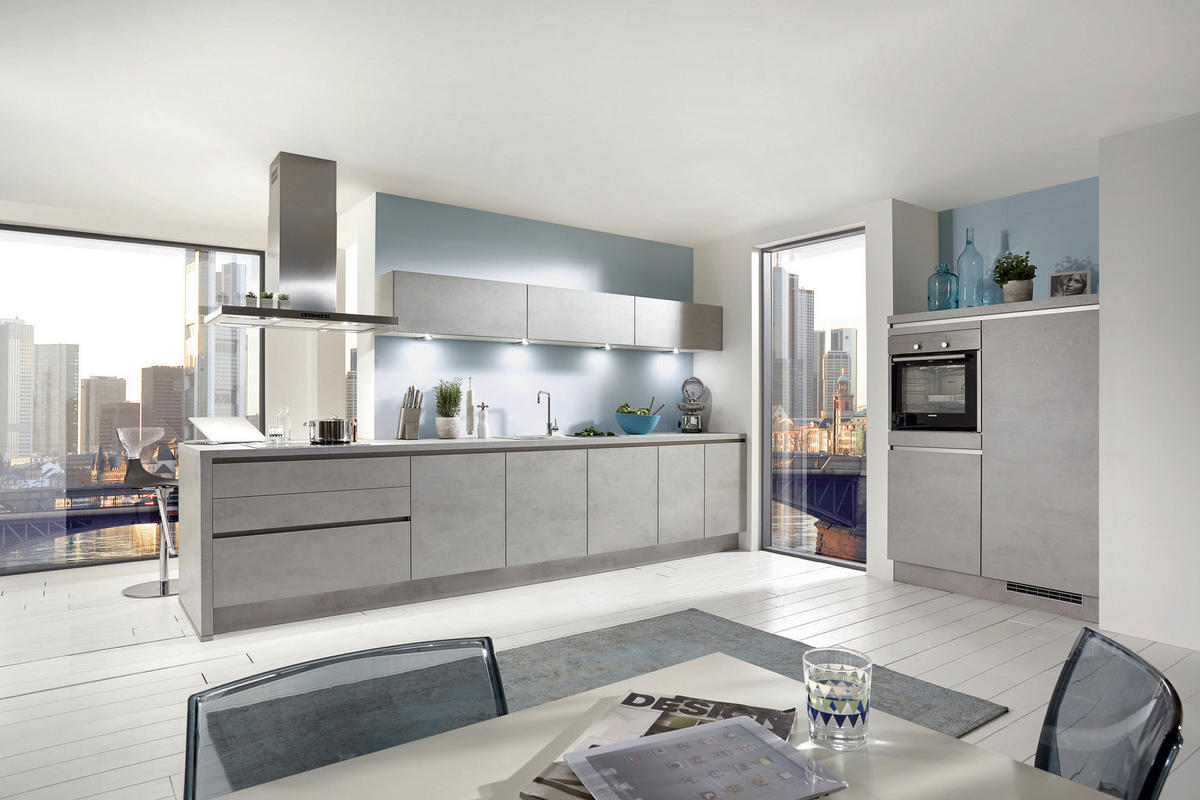 EINBAUKÜCHE   - Grau, Design, Holzwerkstoff - Celina