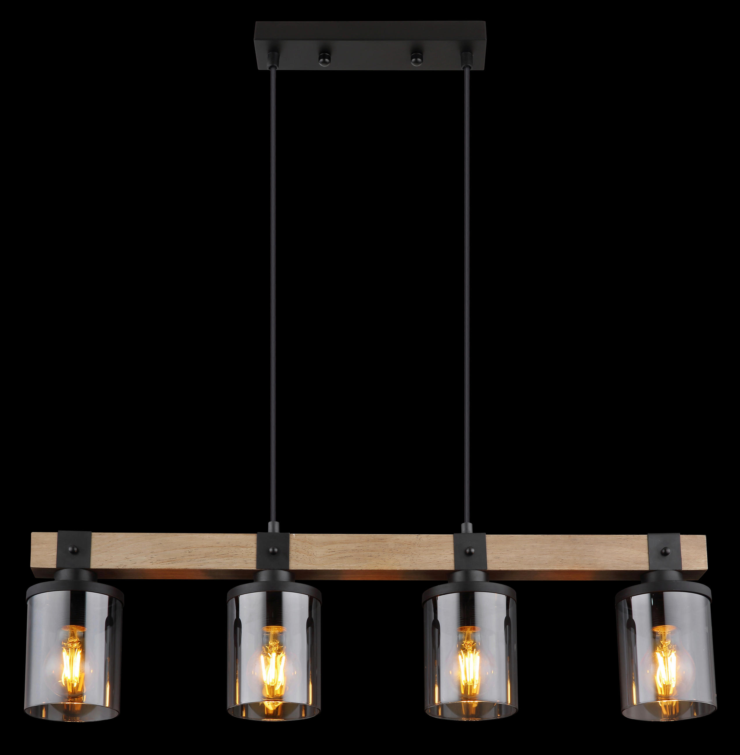 SUSPENSION 73/10/133 cm    - Dunkelbraun/Schwarz, Natur, Glas/Holz (73/10/133cm) - Globo