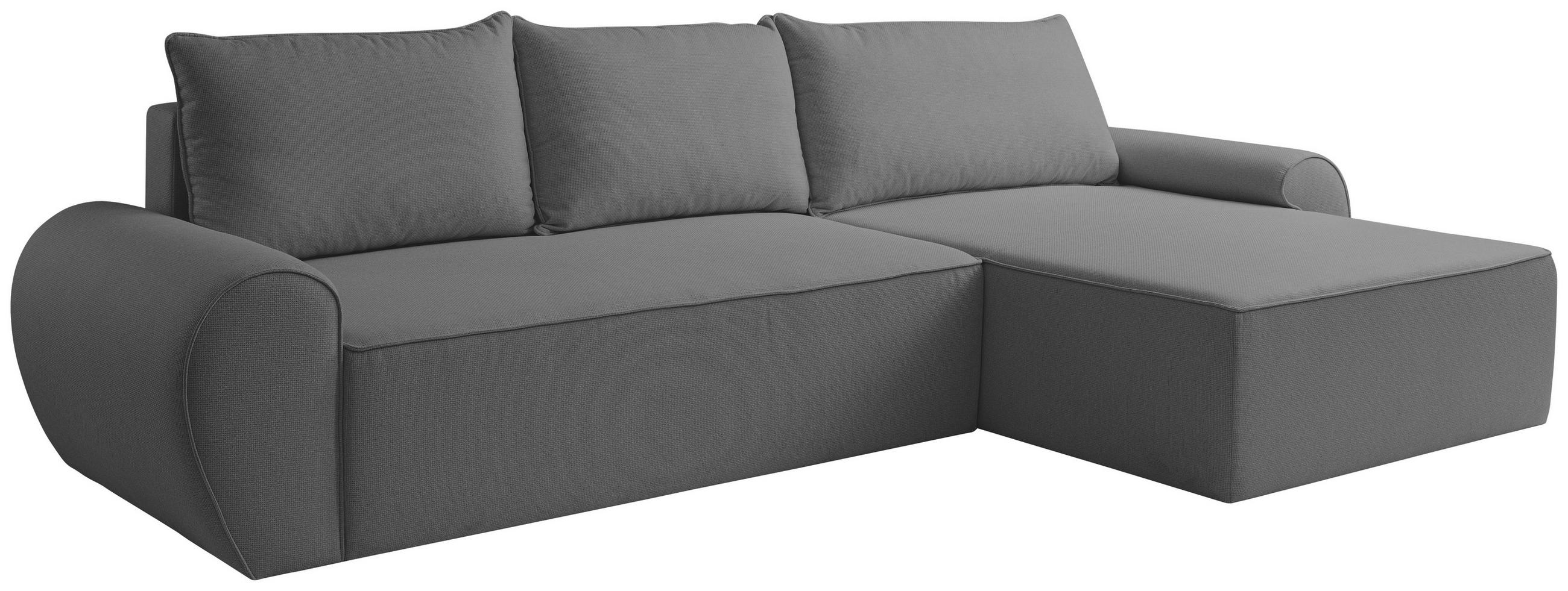 ECKSOFA Hellgrau Flachgewebe  - Hellgrau/Schwarz, KONVENTIONELL, Kunststoff/Textil (292/173cm) - Carryhome