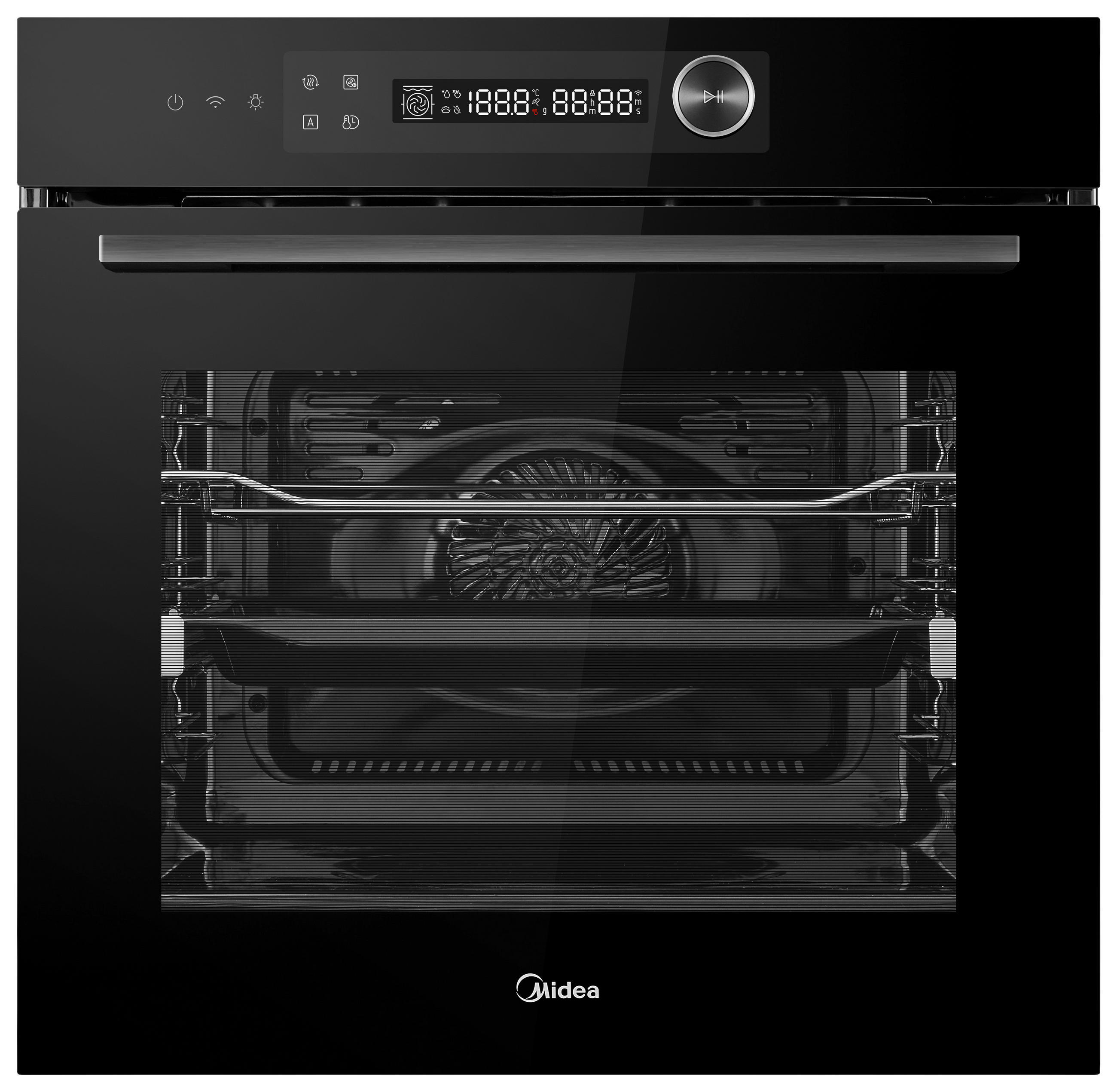 EINBAUBACKOFEN MBO7NM30E4-BK  - Schwarz, Basics, Glas/Metall (59,5/59,5/56,6cm) - Midea