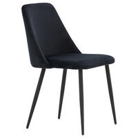 STUHL-SET 2 Stück  in Stahl Samt  - Schwarz, Design, Textil/Metall (49/87/56cm) - Livetastic