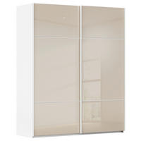 SCHWEBETÜRENSCHRANK Weiss, Champagner  - Weiss/Champagner, Konventionell, Glas/Holzwerkstoff (201/223/67cm) - Novel