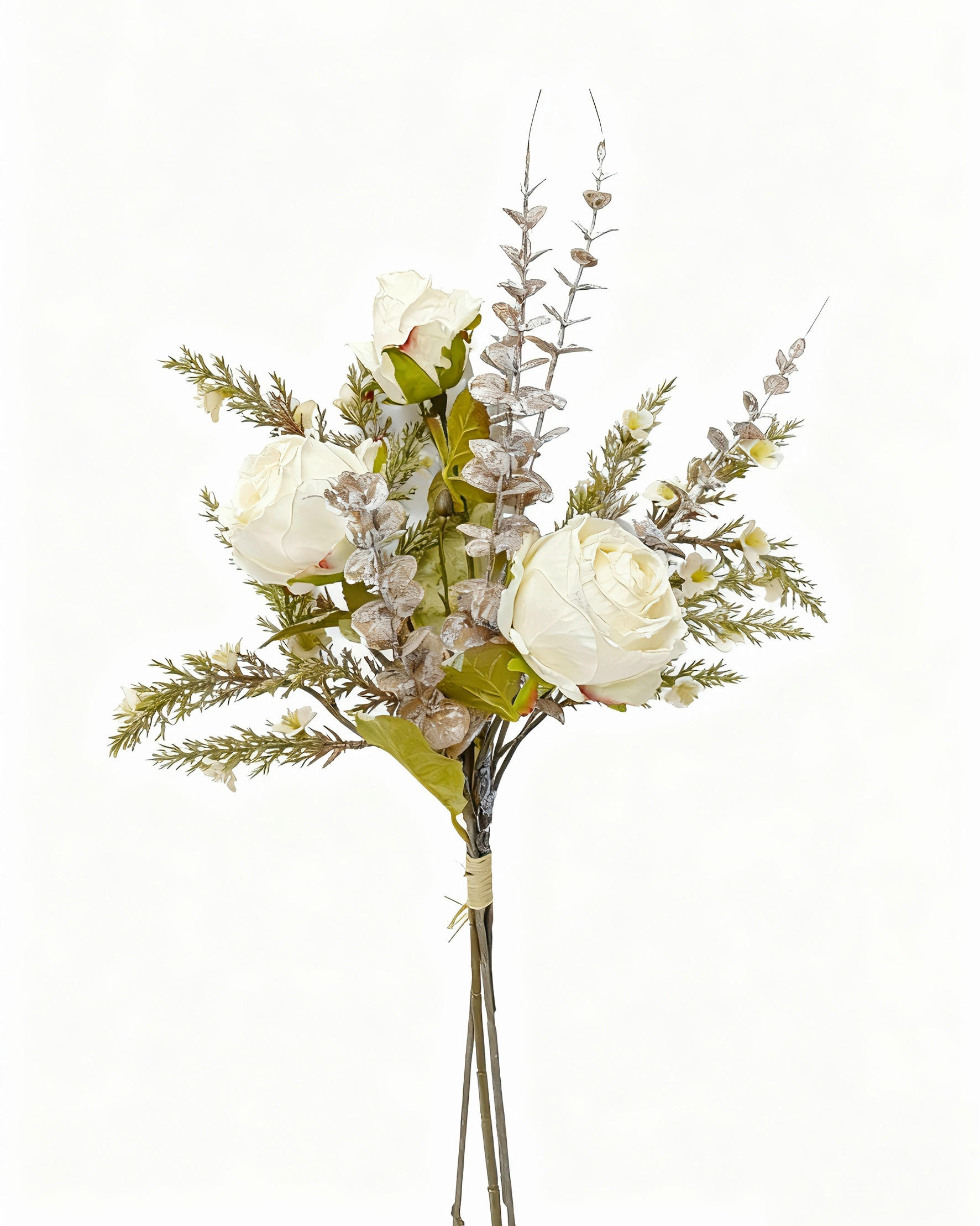 KUNSTBLUME Eukalyptus  - Creme/Braun, Basics, Kunststoff (55cm)