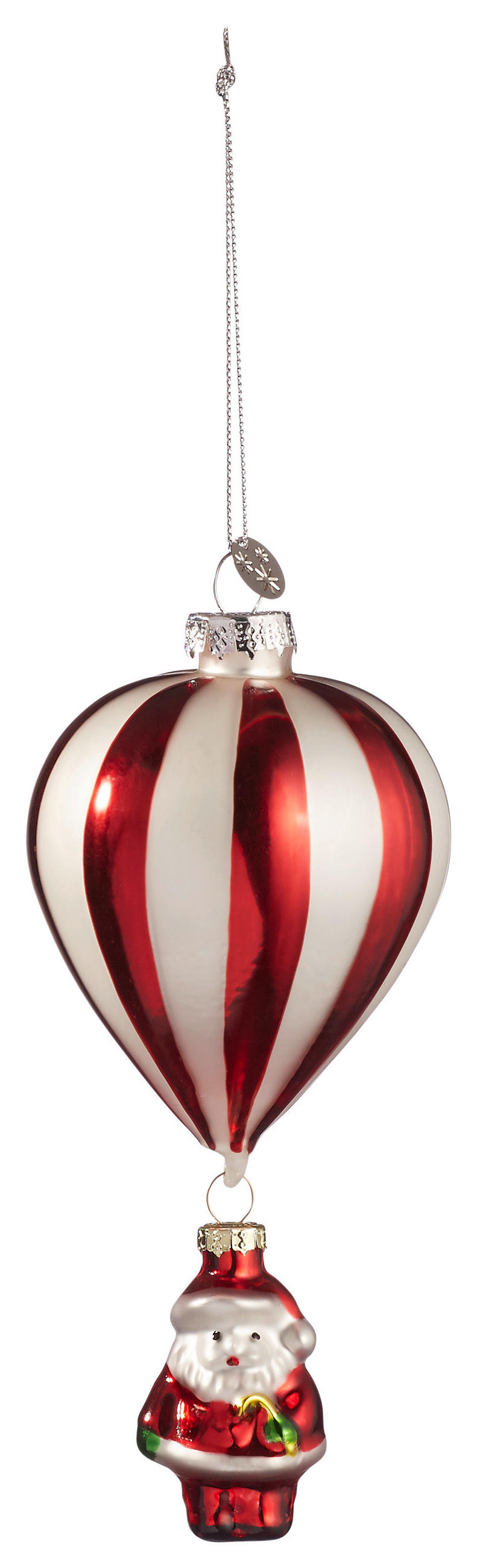 KARÁCSONYFAGÖMB - piros/fehér, Trend, Üveg (7/15cm) - X-Mas