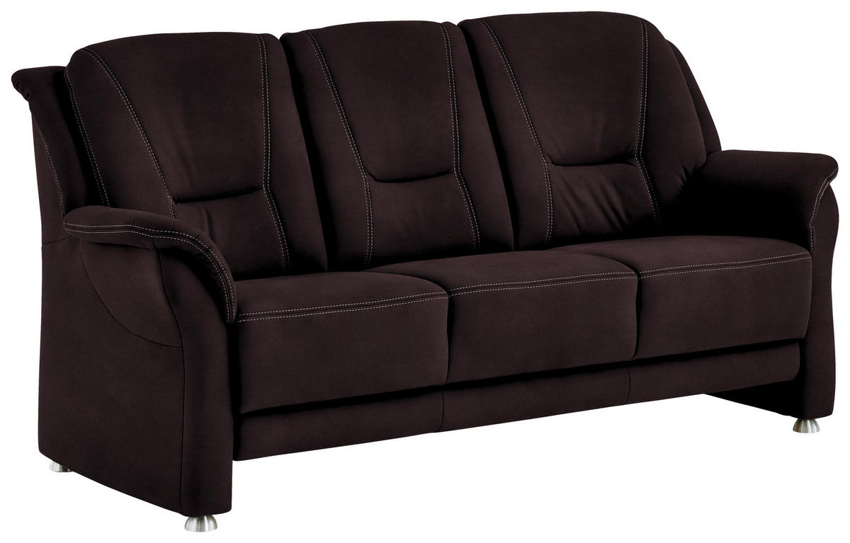3-SITZER-SOFA in Mikrofaser Dunkelbraun  - Dunkelbraun/Beige, Konventionell, Textil/Metall (198/100/89cm) - Beldomo Comfort