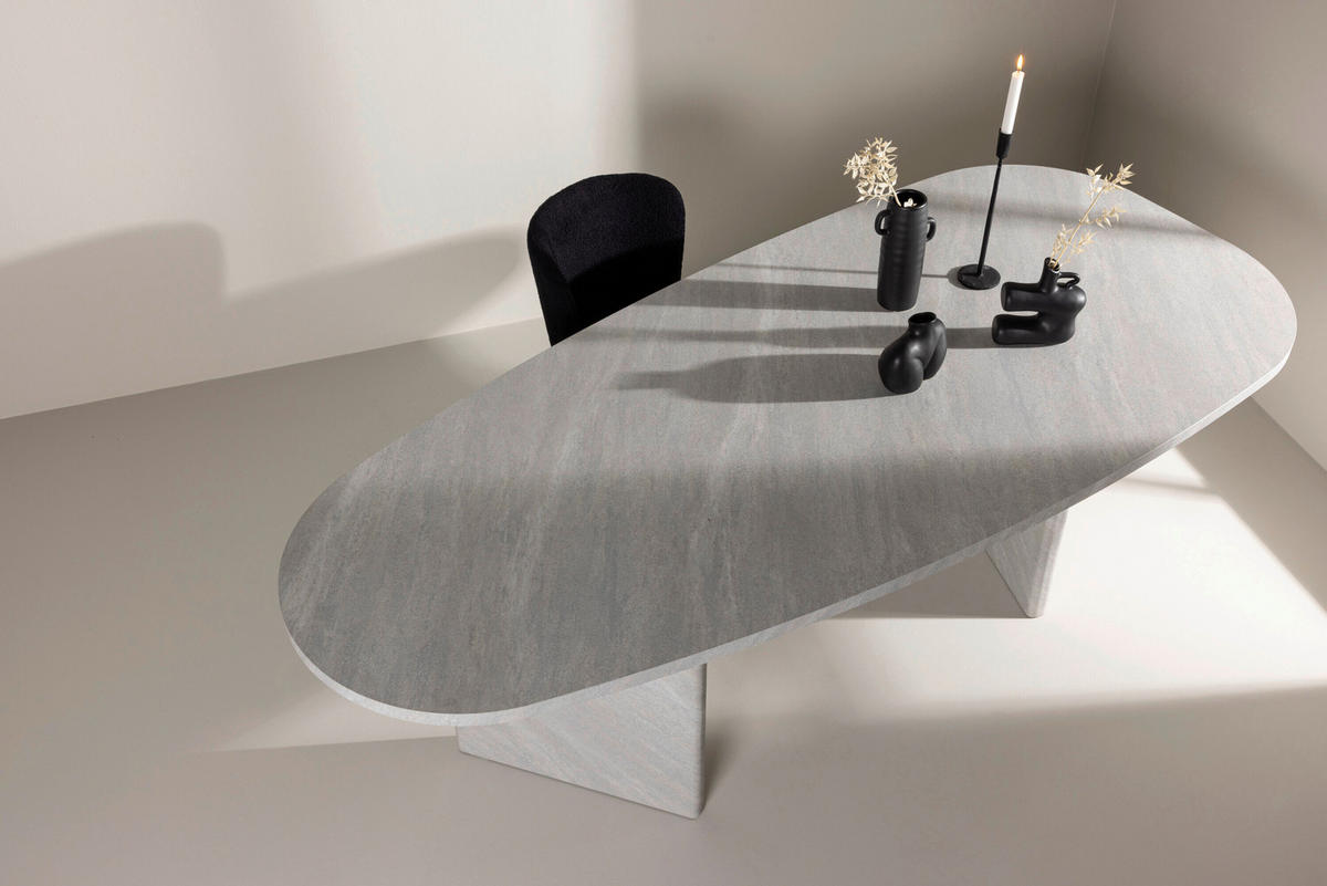 ESSTISCH 220/100/75 cm Echtholz  Holz oval Weiß  - Weiß, MODERN, Holz (220/100/75cm) - Livetastic