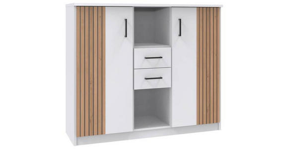 SIDEBOARD 122/105/40 cm in Weiß, Eiche Artisan - Schwarz/Weiß, Design, Holzwerkstoff/Kunststoff (122/105/40cm) - Carryhome