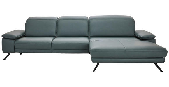 ECKSOFA in Echtleder Opal  - Opal/Schwarz, Design, Leder/Metall (332/193cm) - Dieter Knoll