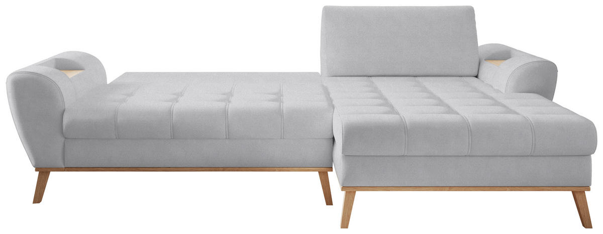 ECKSOFA in Webstoff Silberfarben  - Eichefarben/Silberfarben, Design, Holz/Textil (282/175cm) - Carryhome