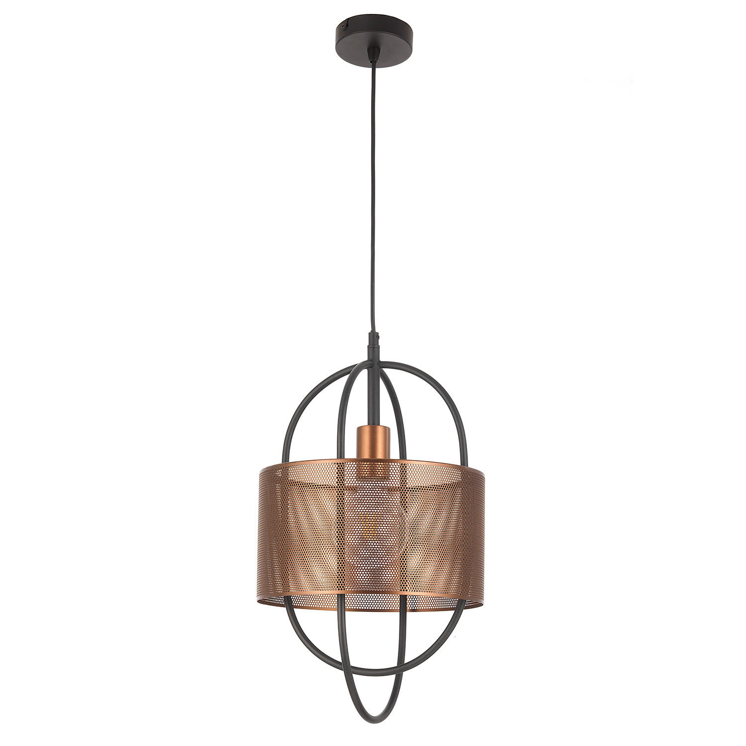 HÄNGELEUCHTE 28/100 cm   - Schwarz/Kupferfarben, Design, Metall (28/100cm)