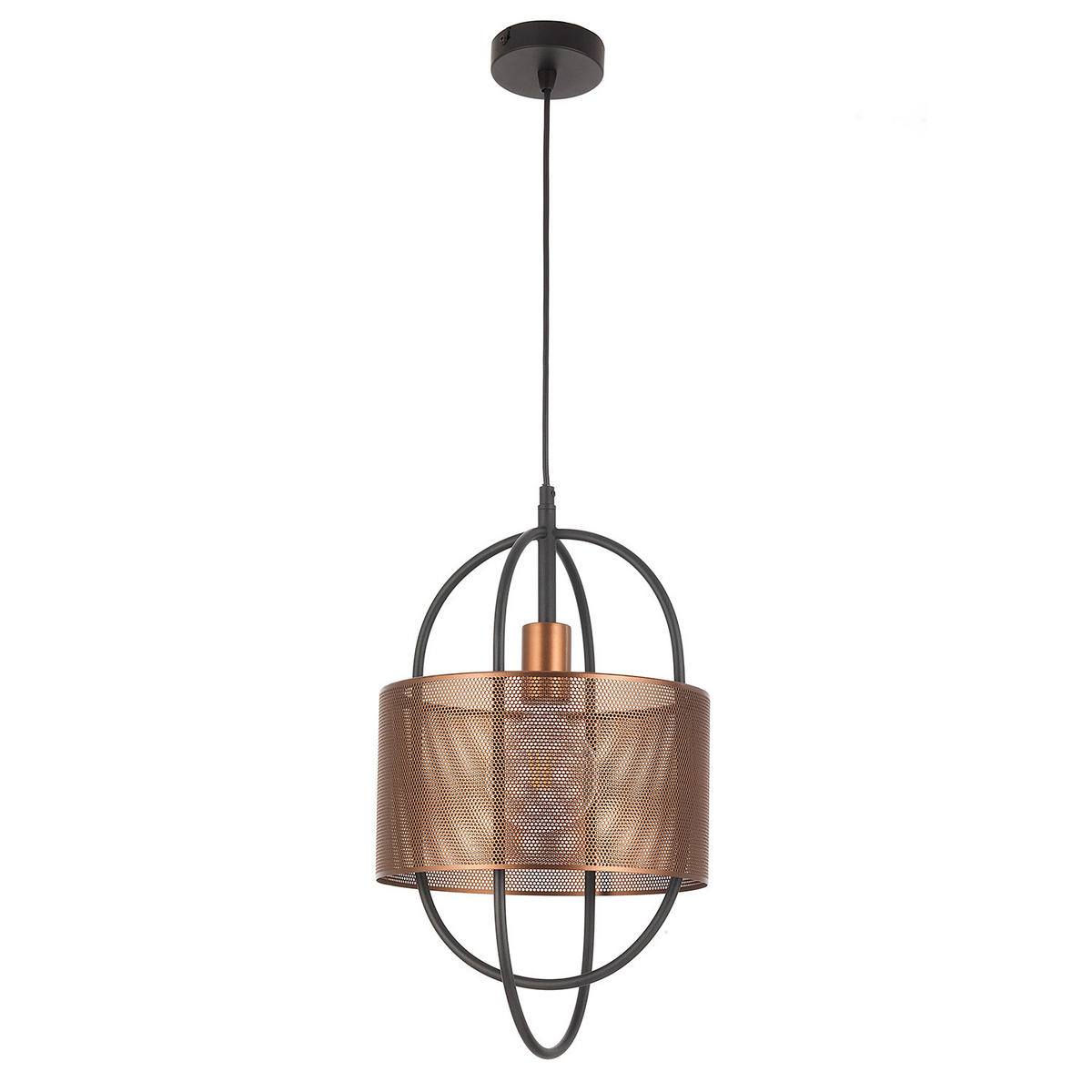 HÄNGELEUCHTE 28/100 cm   - Schwarz/Kupferfarben, Design, Metall (28/100cm)