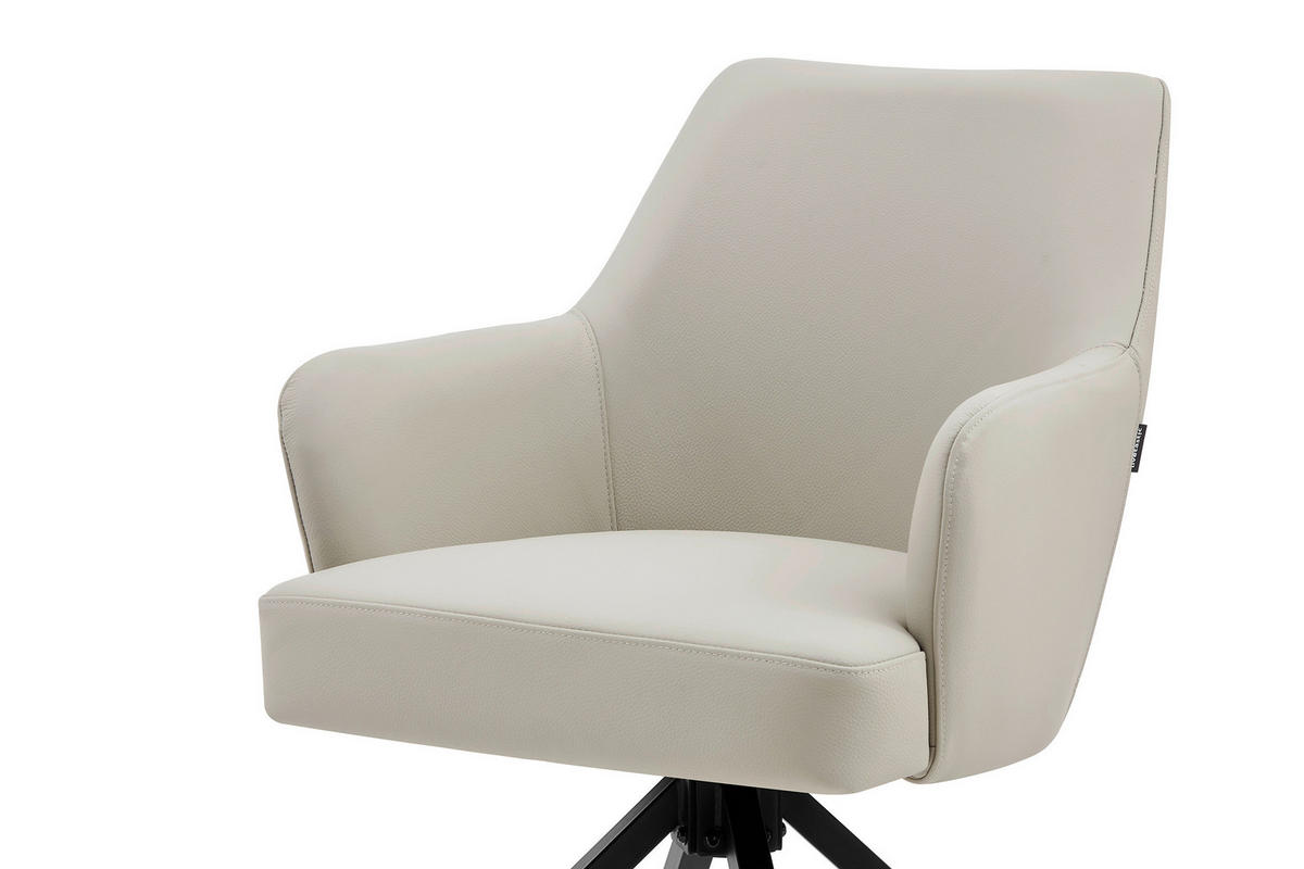 STOLICA S NASLONOM ZA RUKE  crna, bež  drvo, metal, koža      - bež/crna, Moderno, koža/drvo (57,5/83,5/63cm) - Livetastic