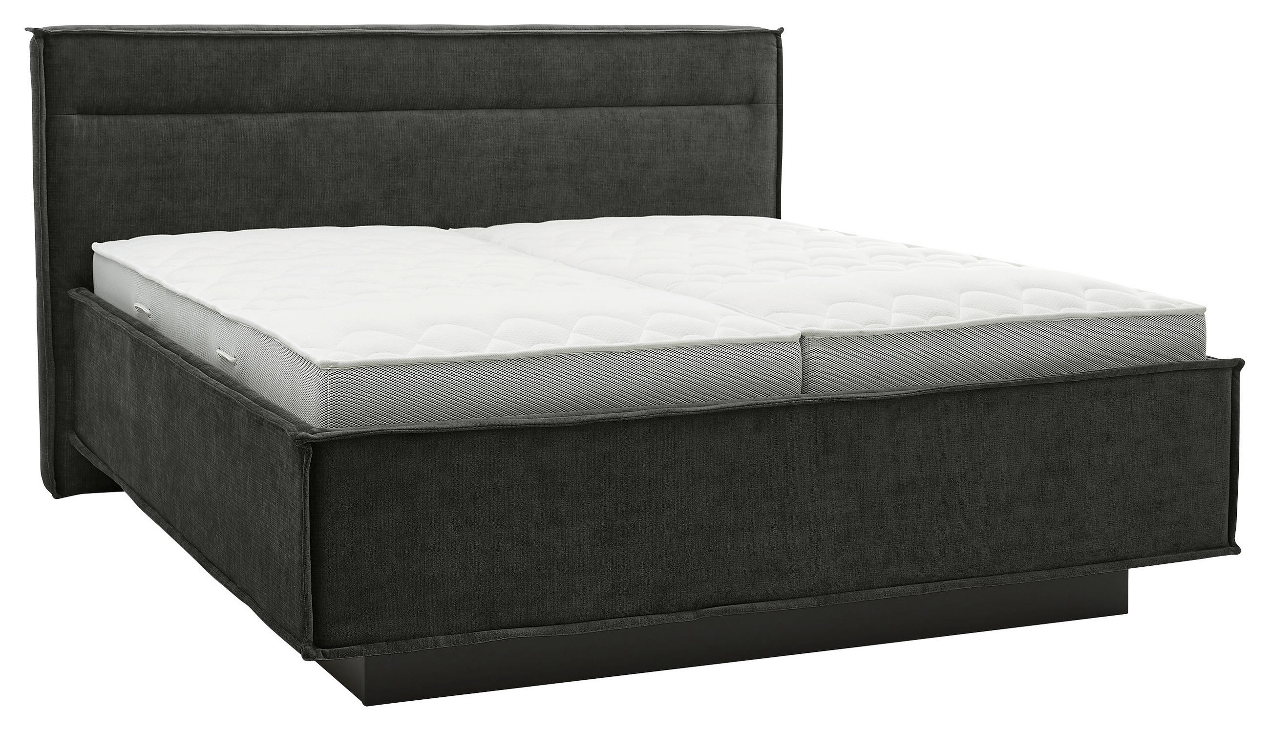 POLSTERBETT 180/200 cm,  in Schwarz, gepolstertes Kopfteil, Bettkasten, Lattenroste, Matratzen, H2 + H2 = mittel  - Schieferfarben/Schwarz, Design, Textil (180/200cm) - Musterring