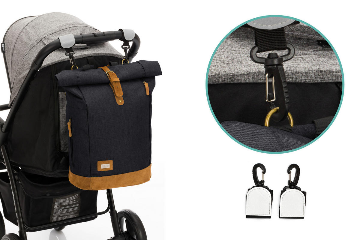 WICKELRUCKSACK Berlin  - Schwarz/Braun, Basics, Leder/Textil (28/16/55cm) - Fillikid