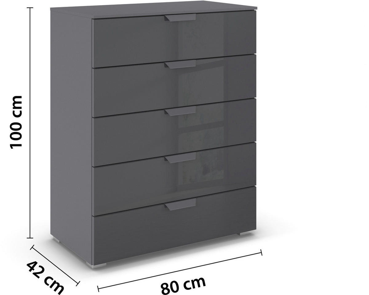 KOMMODE  in 80/100/43 cm  - Dunkelgrau, Design, Glas/Holzwerkstoff (80/100/43cm) - Carryhome