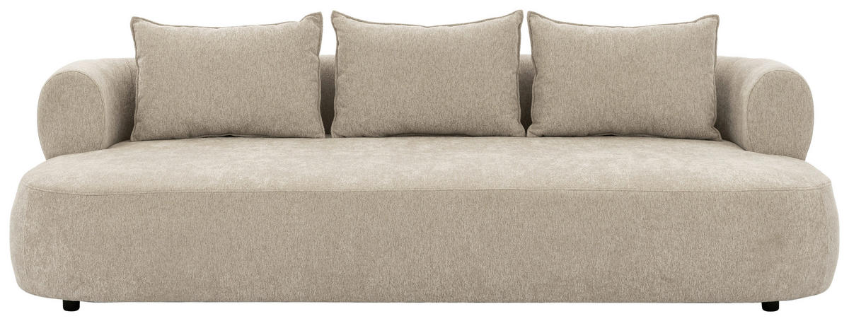 BIGSOFA in Chenille Beige  - Beige/Schwarz, Design, Kunststoff/Textil (240/76/122cm) - Livetastic