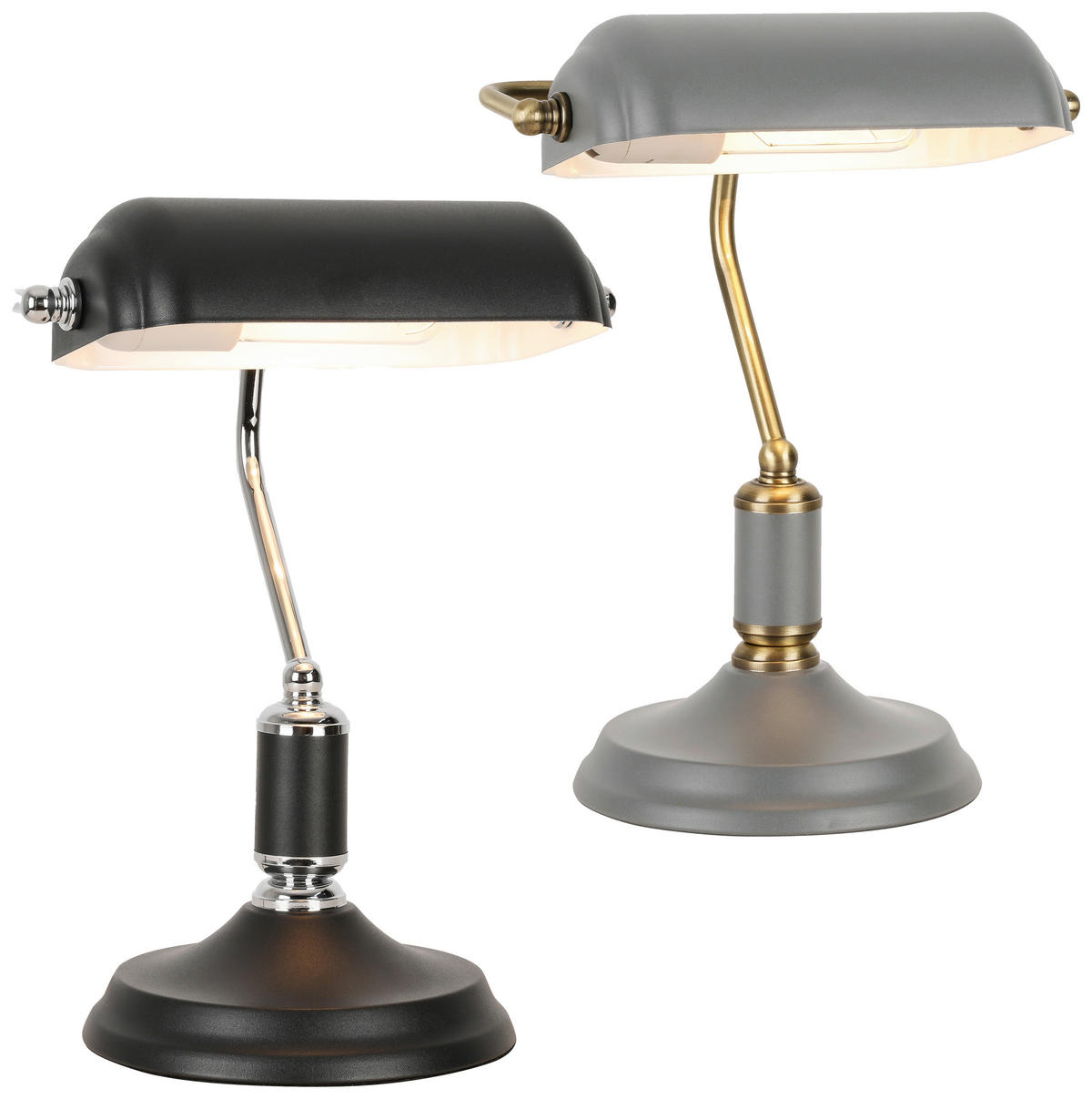 STOLNÍ LAMPA, E27, 26,5/18/37 cm - černá/barvy chromu, Konvenční, kov (26,5/18/37cm) - Novel