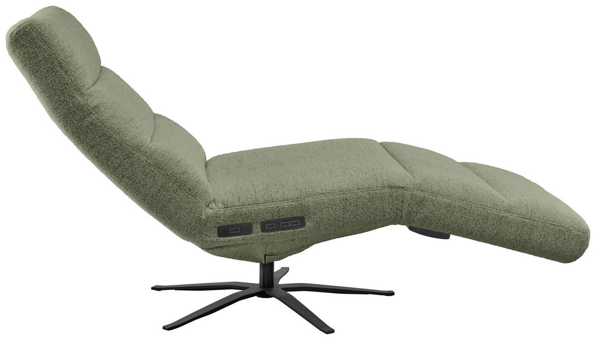 RELAXLIEGE inkl. Akku Flachgewebe Olivgrün  - Schwarz/Olivgrün, MODERN, Textil/Metall (82/53-115/156-206cm) - Pure Home Comfort