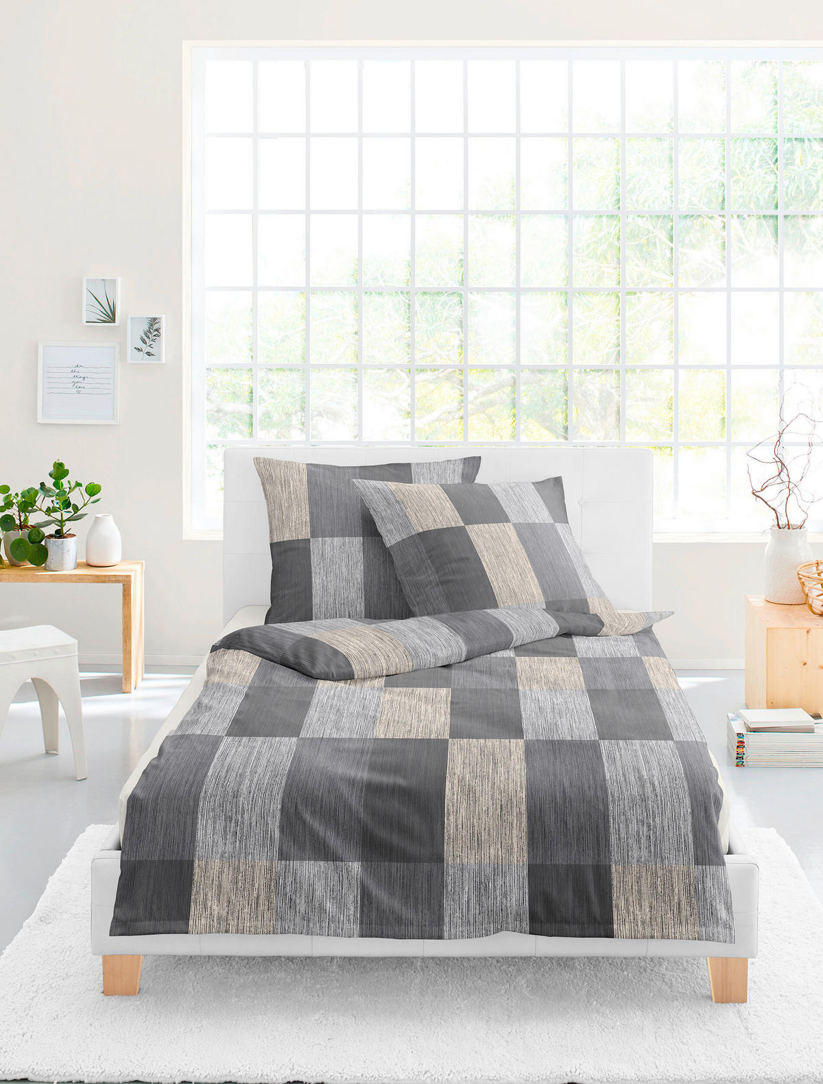 BETTWÄSCHE Makosatin 155/220 cm  - Anthrazit, Design, Textil (155/220cm) - Bierbaum