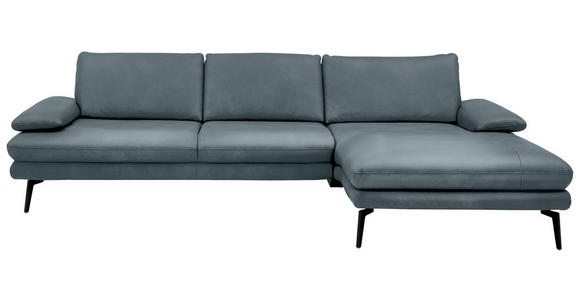 ECKSOFA in Echtleder Grau  - Schwarz/Grau, Design, Leder/Metall (310/180cm) - Dieter Knoll