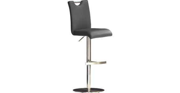 BARHOCKER Lederlook Edelstahlfarben, Schwarz - Edelstahlfarben/Schwarz, Design, Textil/Metall (42/91-116/50cm) - Novel