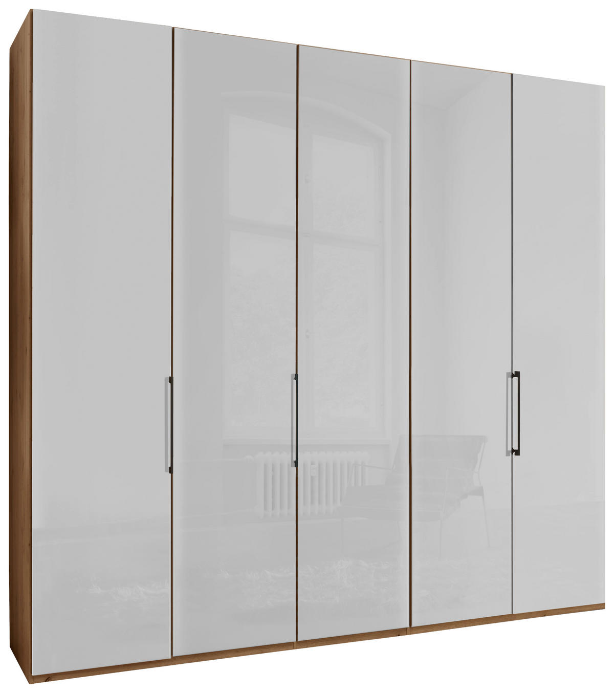 DREHTÜRENSCHRANK in Weiss, Eiche Bianco  - Schieferfarben/Weiss, Konventionell, Glas/Holzwerkstoff (250/236/58cm) - Dieter Knoll
