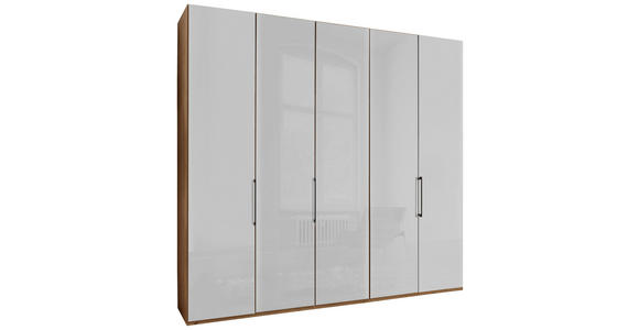 DREHTÜRENSCHRANK 250/236/58 cm 5-türig Weiß, Eiche Bianco - Schieferfarben/Eiche Bianco, KONVENTIONELL, Glas/Holzwerkstoff (250/236/58cm) - Dieter Knoll