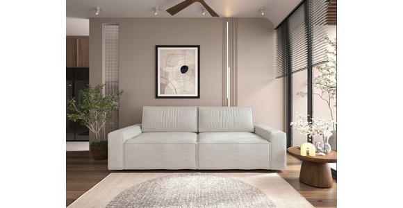 SCHLAFSOFA in Bouclé Creme - Creme/Schwarz, Design, Kunststoff/Textil (250/83/115cm) - Ambia Home