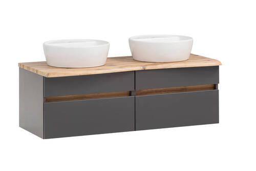 WASCHTISCHKOMBI 121 cm  - Graphitfarben/Weiß, Natur, Keramik/Holzwerkstoff (121cm) - Xora
