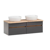 WASCHTISCHKOMBI 121 cm  - Graphitfarben/Weiß, Natur, Keramik/Holzwerkstoff (121cm) - Xora