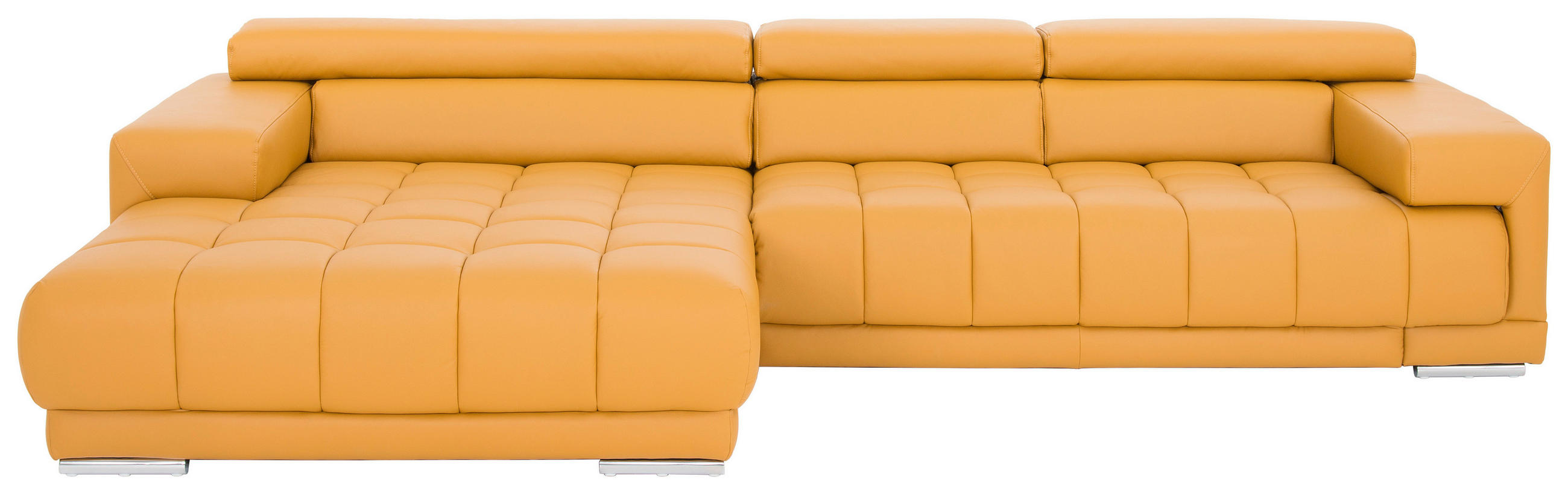 ECKSOFA in Echtleder Gelb  - Gelb/Braun, Design, Leder/Holz (190/330cm) - Beldomo Speed