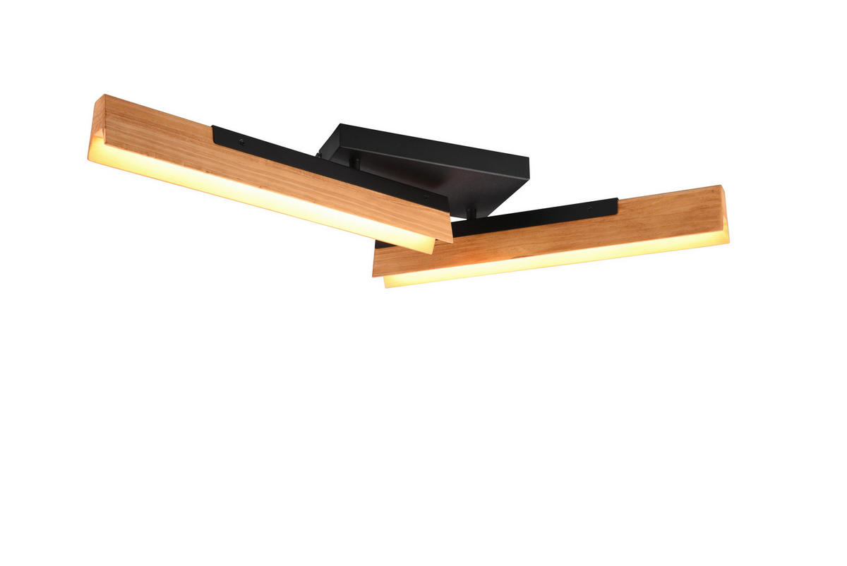 LED-DECKENLEUCHTE KERALA 14,5/83/11,5 cm   - Schwarz/Braun, Design, Holz/Metall (14,5/83/11,5cm) - Trio Leuchten